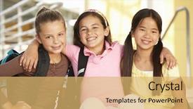  Presentation with teen girls - PPT layouts with 10 years - pre teen girls in school background and a yellow colored foreground