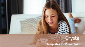  Presentation with teen girl - Slides having 10 years old pre teen background and a coral colored foreground