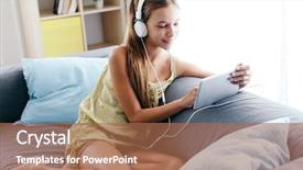  Presentation with old music - Presentation design having 10 years old tween girl background and a coral colored foreground