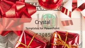  Presentation with christmas gift wrap - PPT layouts consisting of 100 birthday - christmas gift one hundred bill background and a coral colored foreground
