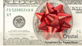  Presentation with red bow - Cool new presentation theme with 100 birthday - christmas gift one hundred bill backdrop and a soft green colored foreground
