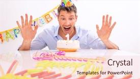  Presentation with candles - Audience pleasing presentation consisting of 100 birthday - happy funny portrait of man backdrop and a  colored foreground