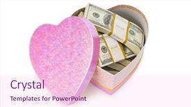  Presentation with heart shaped book page - PPT theme featuring 100 birthday - heart shaped gift box background and a  colored foreground