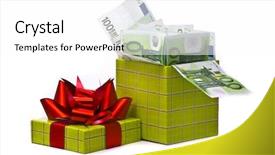  Presentation with gift - Cool new presentation theme with 100 birthday - money in gift box backdrop and a  colored foreground
