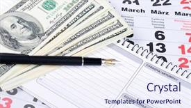  Presentation with banknotes - Slide set featuring 100 day - banknotes of dollars on calendar background and a sky blue colored foreground