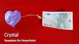  Presentation with purple heart - Slide set consisting of 100 day - love and money metaphor background and a  colored foreground