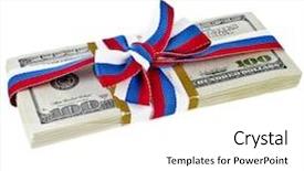  Presentation with dollar - Presentation theme having 100 day - souvenir pack dollar banknotes tied background and a  colored foreground