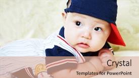  Presentation with sports - Audience pleasing PPT theme consisting of 100 days baby wearing sports backdrop and a  colored foreground