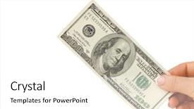  Presentation with money - Cool new theme with 100 dollars - money in hand isolated backdrop and a white colored foreground
