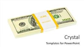  Presentation with money racker - Cool new theme with 100 dollars - money pack isolated on white backdrop and a white colored foreground