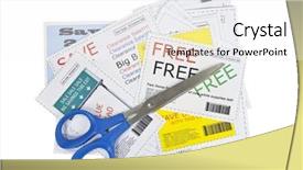  Presentation with coupon - Colorful presentation design enhanced with 100 fake fashion coupons backdrop and a white colored foreground