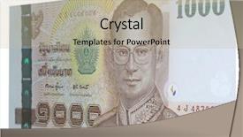  Presentation with teal music note watermark - Theme consisting of 1000 baht note thai money background and a  colored foreground