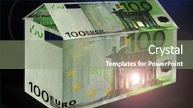  Presentation with euro - PPT layouts featuring 1000 bills - 100 euro banknotes house background and a  colored foreground