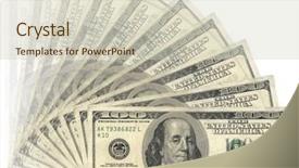  Presentation with banknotes - Cool new slide deck with 1000 bills - us dollars banknotes isolated backdrop and a soft green colored foreground