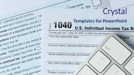  Presentation with tax income - Amazing PPT layouts having 1040 individual income tax return backdrop and a sky blue colored foreground