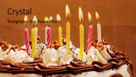  Presentation with lit candles - Slides featuring 10th anniversary - birthday cake lit candles background and a crimson colored foreground