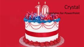  Presentation with candle - Presentation theme with 10th cake with numeral candle background and a red colored foreground