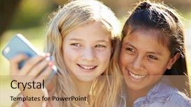  Presentation with selfie - Amazing slides having 11 pictures - two girls taking selfie backdrop and a coral colored foreground