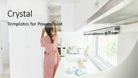  Presentation with girl teens - Amazing PPT theme having 12 - teenage girl cleaning kitchen 12 backdrop and a light gray colored foreground