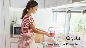  Presentation with racism white hands in modern - PPT theme featuring 12 - teenage girl washing dish background and a coral colored foreground