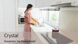  Presentation with teenage girl - Slide set consisting of 12 - teenage girl washing dish background and a light gray colored foreground