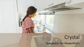  Presentation with teenage girl - Beautiful slide deck featuring 12 - teenage girl washing dish backdrop and a coral colored foreground