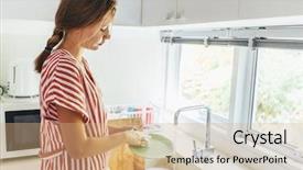  Presentation with teenage girl - Colorful slide set enhanced with 12 - teenage girl washing dish backdrop and a coral colored foreground
