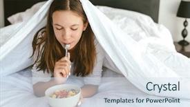  Presentation with healthy nutrition - Beautiful PPT theme featuring nutrition teenagers - portrait of a 12-13-14 years backdrop and a sky blue colored foreground