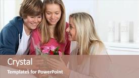  Presentation with bunch - Cool new presentation theme with 12 days holidays - children offering bunch of flowers backdrop and a  colored foreground