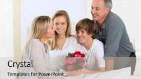  Presentation with bunch - Colorful slides enhanced with 12 days holidays - father and children offering bunch backdrop and a  colored foreground