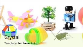  Presentation with robots - Slides enhanced with 12 different toys robots abacus background and a blonde colored foreground