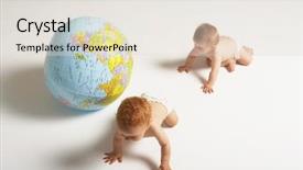  Presentation with babies - PPT theme with 12 step - babies and a globe background and a lemonade colored foreground