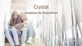  Presentation with stairway - Slides having 12 step - full-length of sisters listening background and a sky blue colored foreground