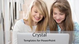  Presentation with stairway - Cool new slides with 12 step - sisters using laptop on stairway backdrop and a light gray colored foreground