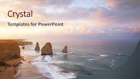  Presentation with ocean - PPT theme consisting of 12 step - twelve apostles along the great background and a lemonade colored foreground