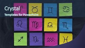  Presentation with aquarius - Theme consisting of 12 western zodiac symbols aries background and a ocean colored foreground