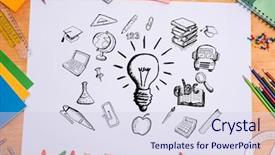  Presentation with doodles - Colorful presentation enhanced with 123 - composite image of education doodles backdrop and a lemonade colored foreground