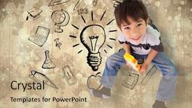  Presentation with building blocks - Colorful presentation theme enhanced with 123 - cute boy sitting with building backdrop and a coral colored foreground