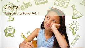  Presentation with pupil - PPT theme enhanced with 123 - cute pupil at desk background and a cream colored foreground