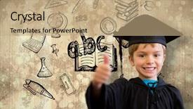  Presentation with pupil - Beautiful presentation featuring 123 - cute pupil in graduation robe backdrop and a coral colored foreground