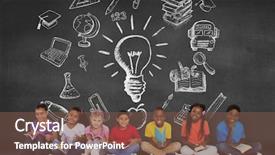  Presentation with cute - Colorful PPT theme enhanced with 123 - cute pupils smiling at camera backdrop and a tawny brown colored foreground