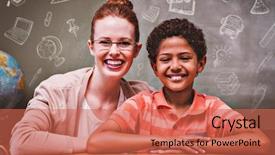  Presentation with doodles - PPT theme consisting of 123 - education doodles against happy female background and a red colored foreground