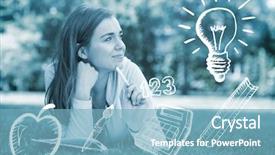  Presentation with doodles - PPT theme with 123 - education doodles against smiling university background and a light blue colored foreground