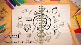  Presentation with doodles - Colorful PPT theme enhanced with 123 - education doodles against students desk backdrop and a coral colored foreground