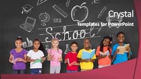  Presentation with pupils reading - Presentation theme with 123 - elementary pupils reading books background and a dark gray colored foreground