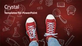  Presentation with military shoes - Amazing slide set having 123 abc - casual shoes against desk backdrop and a  colored foreground