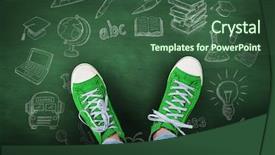  Presentation with herbal powder green - Cool new theme with 123 abc - casual shoes against green chalkboard backdrop and a  colored foreground