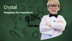  Presentation with parent teacher conference pencil crayons - Presentation having 123 abc - cute pupil dressed up background and a tawny brown colored foreground