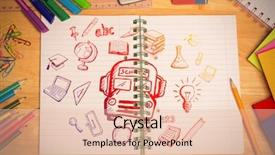  Presentation with doodles - Colorful presentation theme enhanced with 123 abc - education doodles against students desk backdrop and a lemonade colored foreground