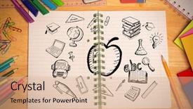  Presentation with abc 123 - Colorful theme enhanced with 123 abc - education doodles against students desk backdrop and a coral colored foreground